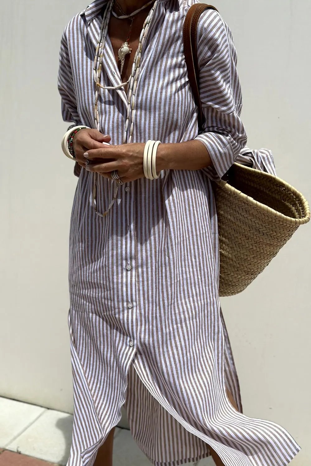 Robe Chemise À Rayures Verticales Pour Femme Confort Et Élégance Décontractée Quotidienne