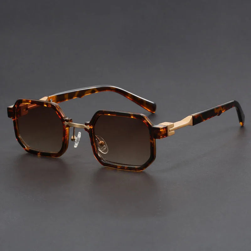 Lunettes de Soleil Vexon Edgecut Cadre Octogonal Géométrique Acétate Mat Noir UV400 Attitude Audacieuse