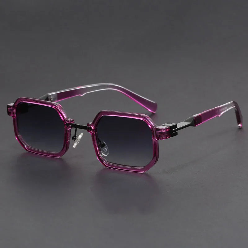 Lunettes de Soleil Vexon Edgecut Cadre Octogonal Géométrique Acétate Mat Noir UV400 Attitude Audacieuse