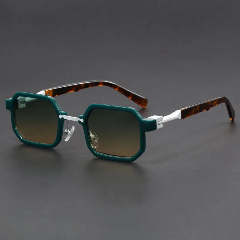 Lunettes de Soleil Vexon Edgecut Cadre Octogonal Géométrique Acétate Mat Noir UV400 Attitude Audacieuse
