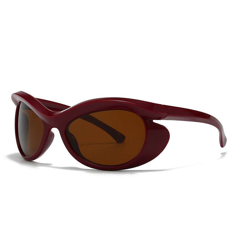 Lunettes De Soleil Vibe Eclipse Silhouette Ovale Sculptée Cadre Haut Brillant Wraparound Protection UV Totale