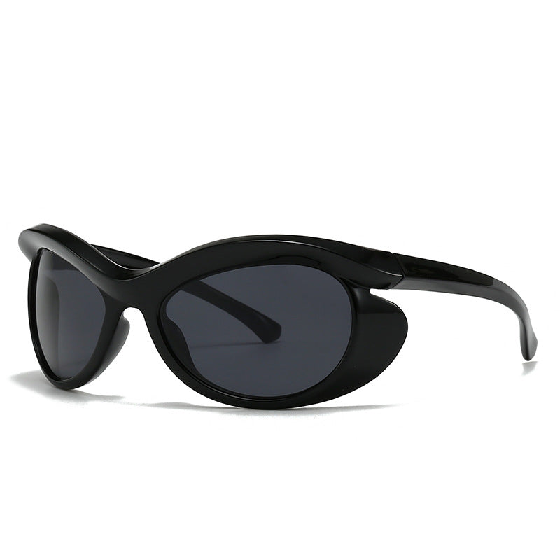 Lunettes De Soleil Vibe Eclipse Silhouette Ovale Sculptée Cadre Haut Brillant Wraparound Protection UV Totale