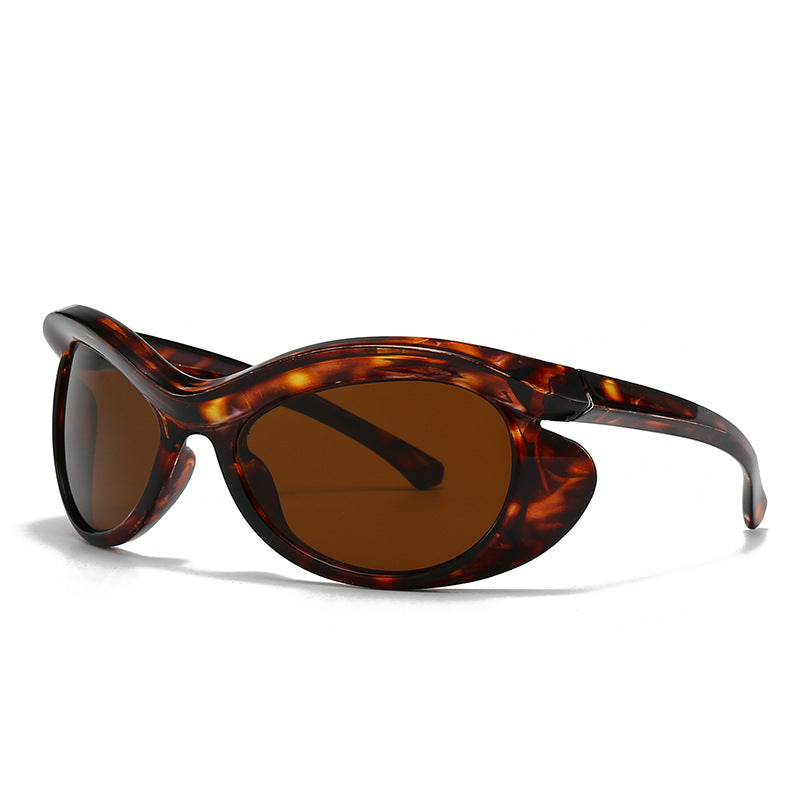 Lunettes De Soleil Vibe Eclipse Silhouette Ovale Sculptée Cadre Haut Brillant Wraparound Protection UV Totale