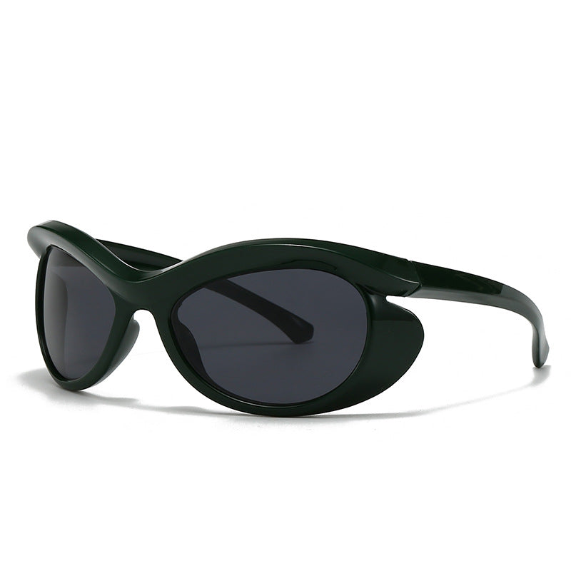 Lunettes De Soleil Vibe Eclipse Silhouette Ovale Sculptée Cadre Haut Brillant Wraparound Protection UV Totale