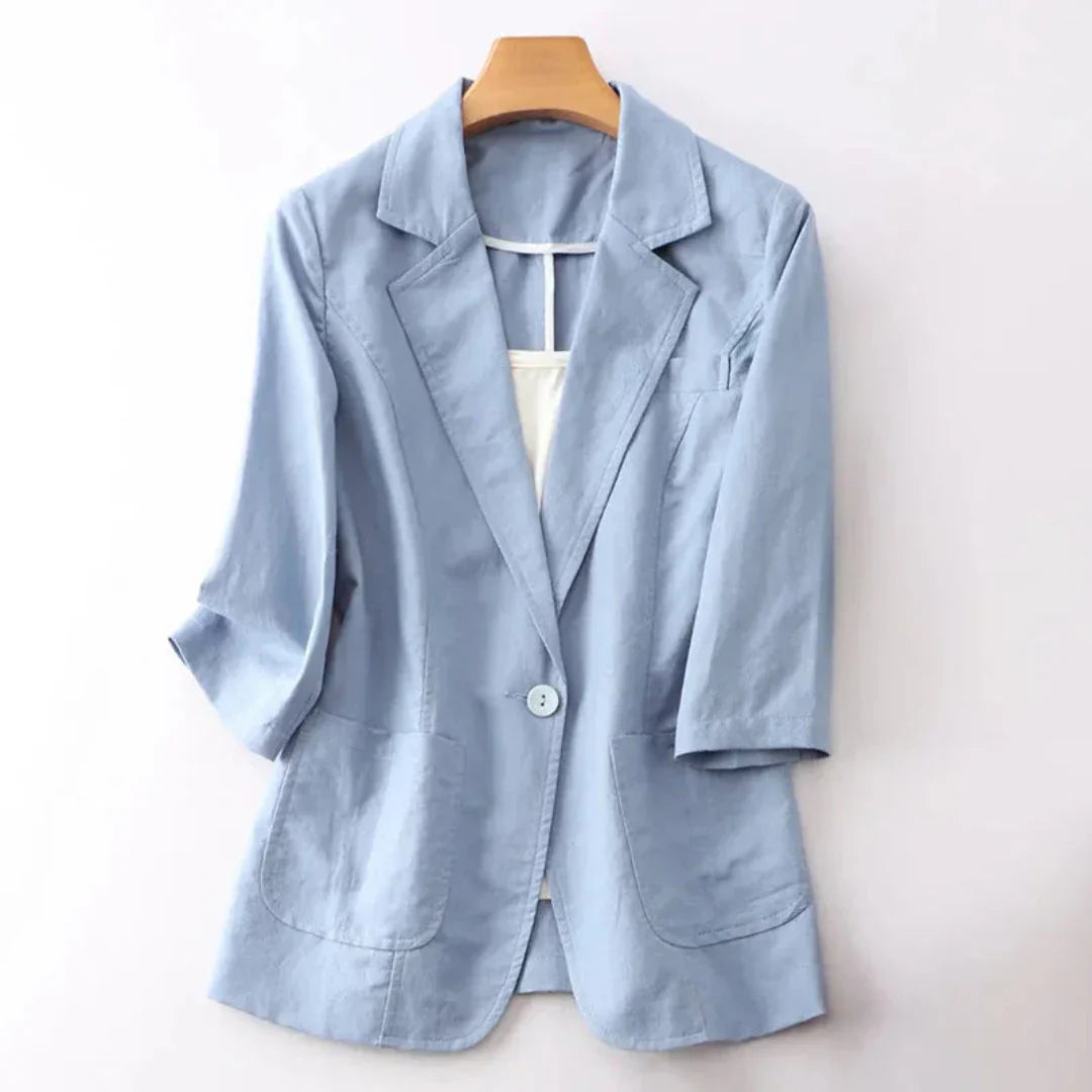 Veste Lin Manches Trois Quarts Vicky Blazer Léger Et Respirant Pour Travail Week End