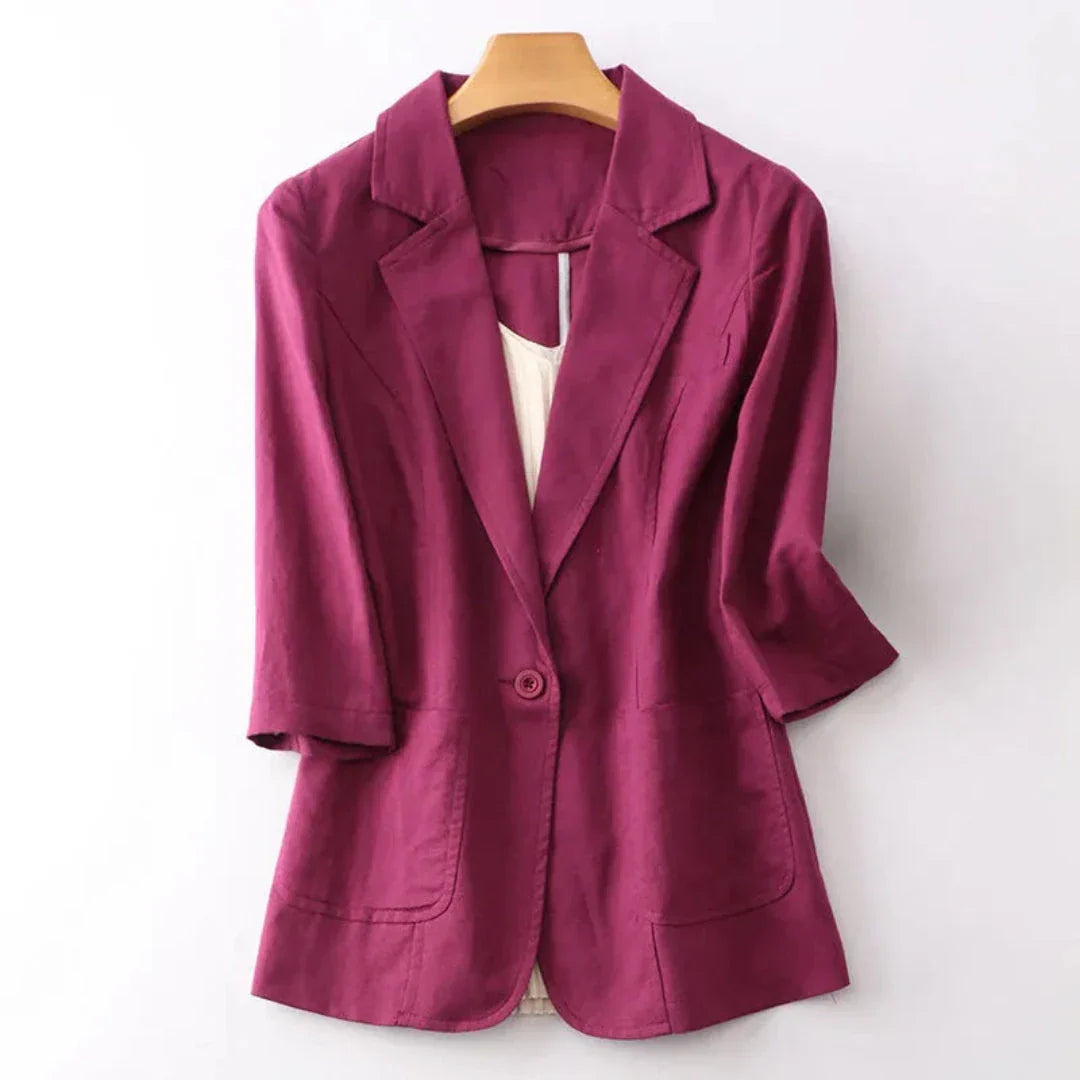 Veste Lin Manches Trois Quarts Vicky Blazer Léger Et Respirant Pour Travail Week End