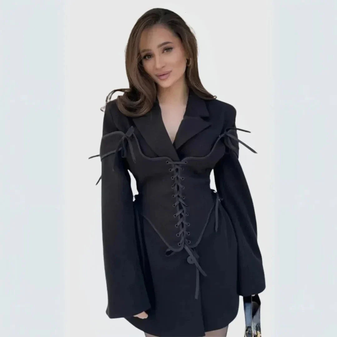 Robe Blazer Corset Vienna Avec Lacets Avant Par Waylynn Pour Femme Moderne Et Polyvalente