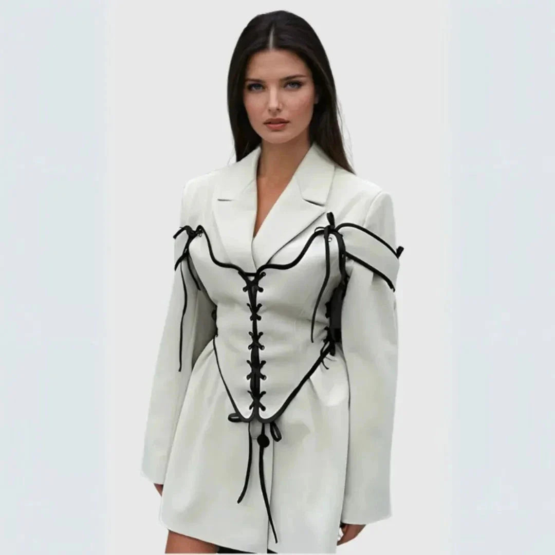 Robe Blazer Corset Vienna Avec Lacets Avant Par Waylynn Pour Femme Moderne Et Polyvalente