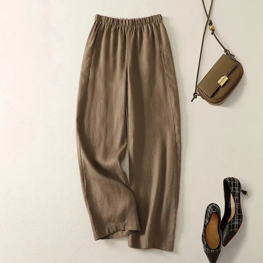 Vina Pantalon En Lin Décontracté À Coupe Droite Pour Un Style Confortable Et Polyvalent Amawinc