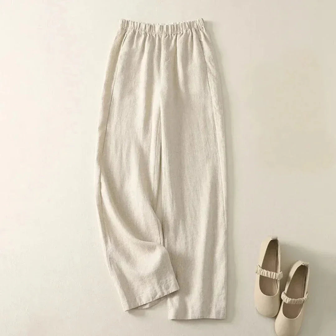 Vina Pantalon En Lin Décontracté À Coupe Droite Pour Un Style Confortable Et Polyvalent Amawinc
