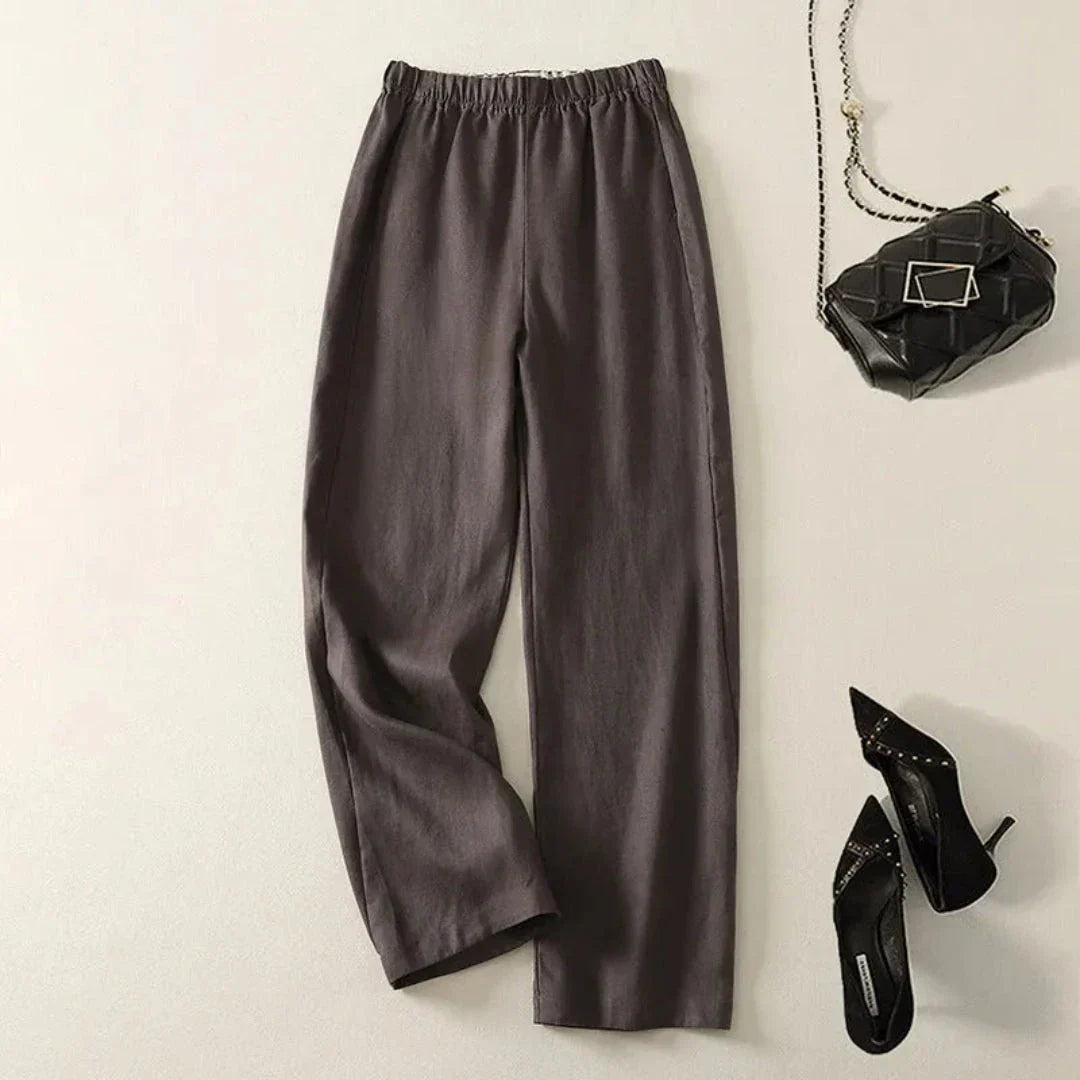 Vina Pantalon En Lin Décontracté À Coupe Droite Pour Un Style Confortable Et Polyvalent Amawinc