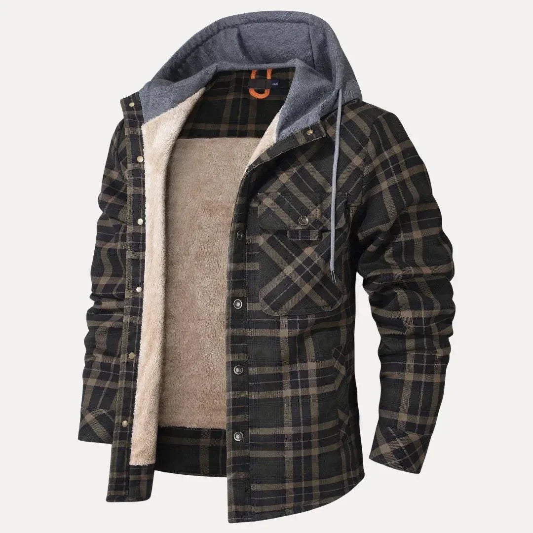 Veste Matelassée Vincent Avec Doublure Sherpa Chaude Capuche Ajustable Poches Frontales Carreaux