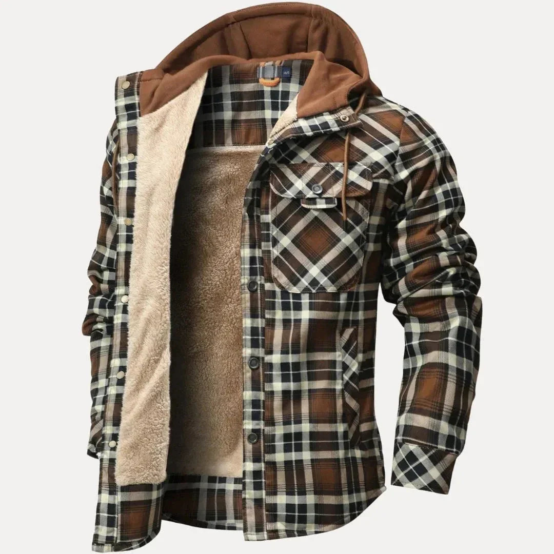 Veste Matelassée Vincent Avec Doublure Sherpa Chaude Capuche Ajustable Poches Frontales Carreaux