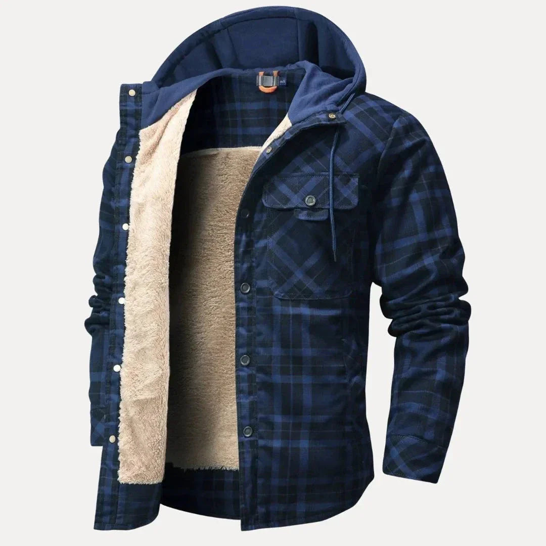 Veste Matelassée Vincent Avec Doublure Sherpa Chaude Capuche Ajustable Poches Frontales Carreaux