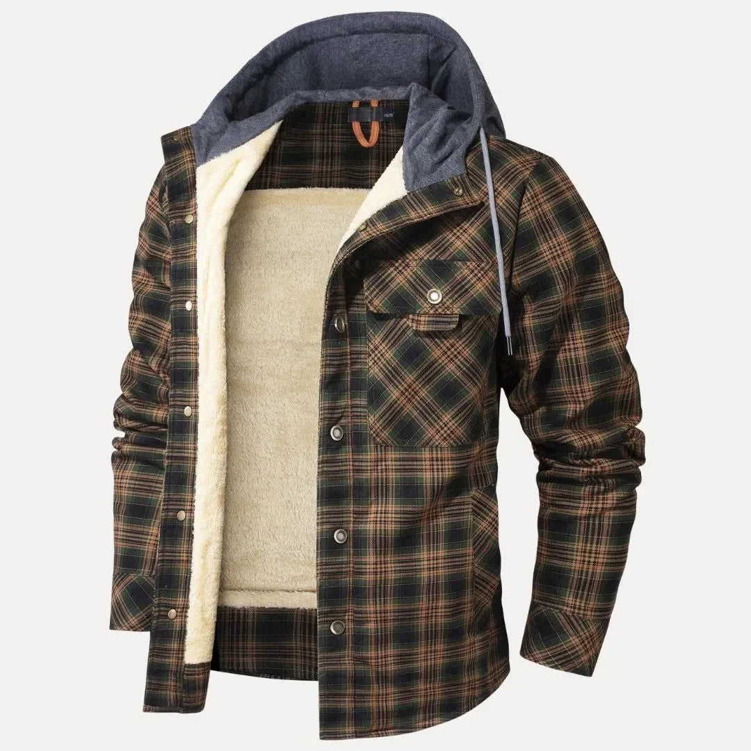 Veste Matelassée Vincent Avec Doublure Sherpa Chaude Capuche Ajustable Poches Frontales Carreaux