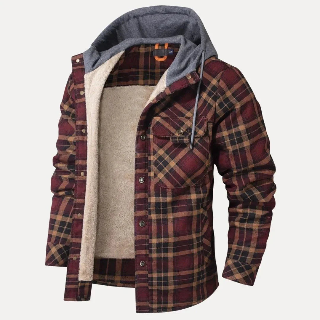 Veste Matelassée Vincent Avec Doublure Sherpa Chaude Capuche Ajustable Poches Frontales Carreaux