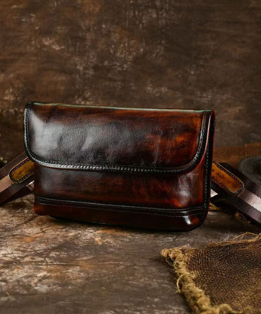 Sac enveloppe polyvalent vintage en cuir de veau café pour homme - Amawinc