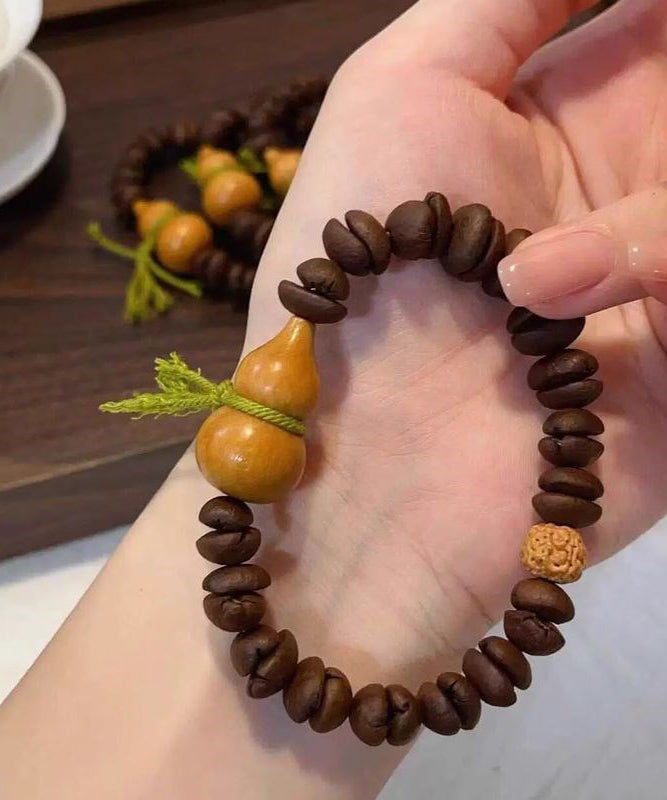 Bracelet chaîne en perles de Bouddha tissées au café vintage - Amawinc