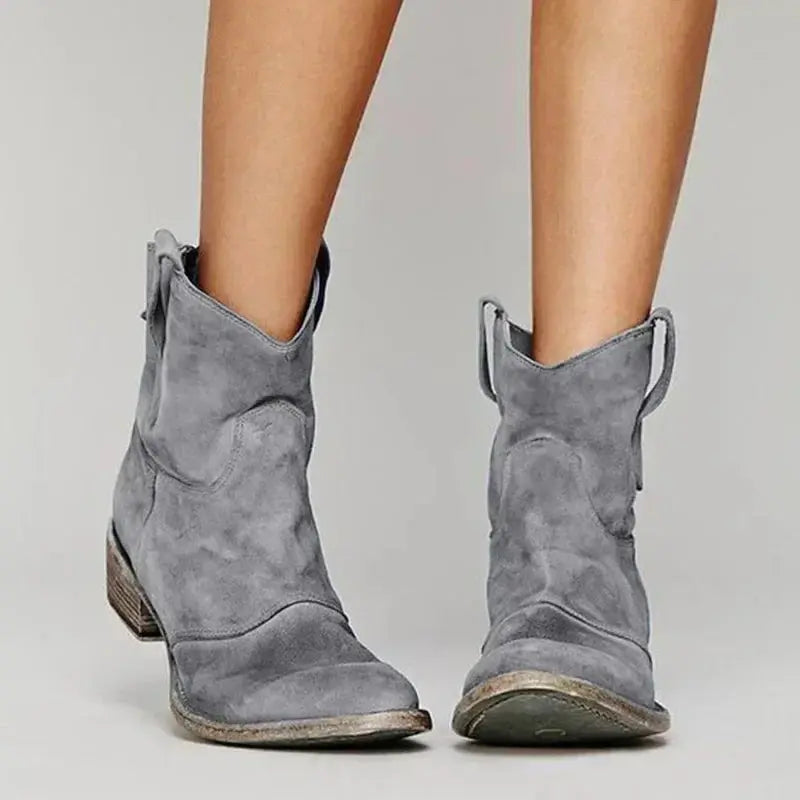 Bottes Cowboy Vintage À Cheville Pour Femmes En Suède Chic Et Confortables Par Amawinc, Idéales Avec Jeans Et Robes