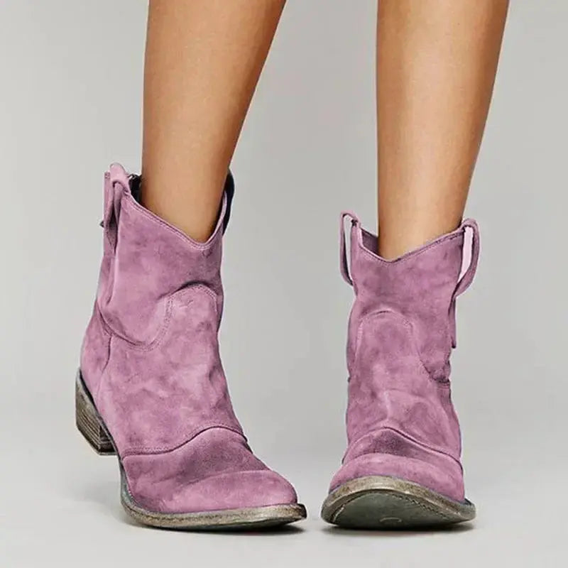 Bottes Cowboy Vintage À Cheville Pour Femmes En Suède Chic Et Confortables Par Amawinc, Idéales Avec Jeans Et Robes
