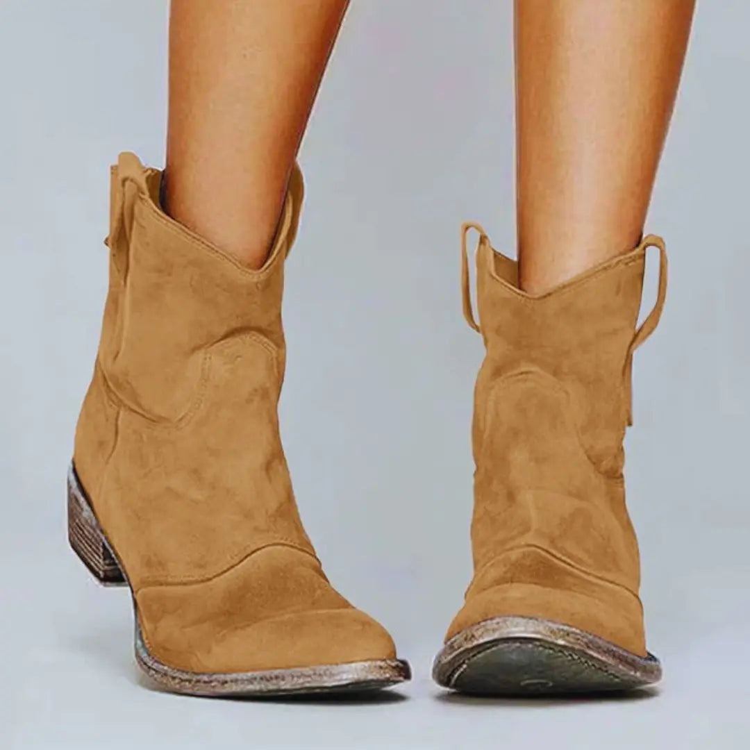 Bottes Cowboy Vintage À Cheville Pour Femmes En Suède Chic Et Confortables Par Amawinc, Idéales Avec Jeans Et Robes