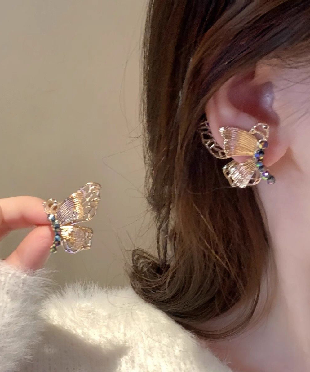 Boucles d'oreilles papillon vintage en alliage d'or et d'argent sterling - Amawinc