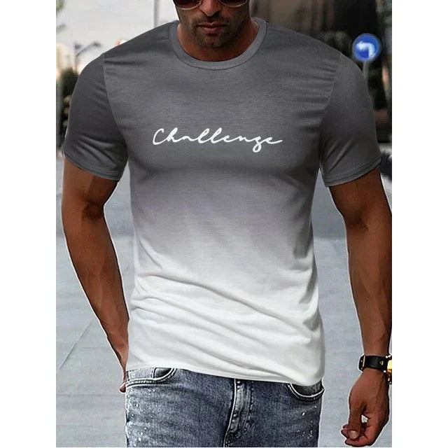 T Shirt Homme Slim Fit Avec Design Dégradé Et Imprimé Col Rond Tissu Respirant Doux Amawinc