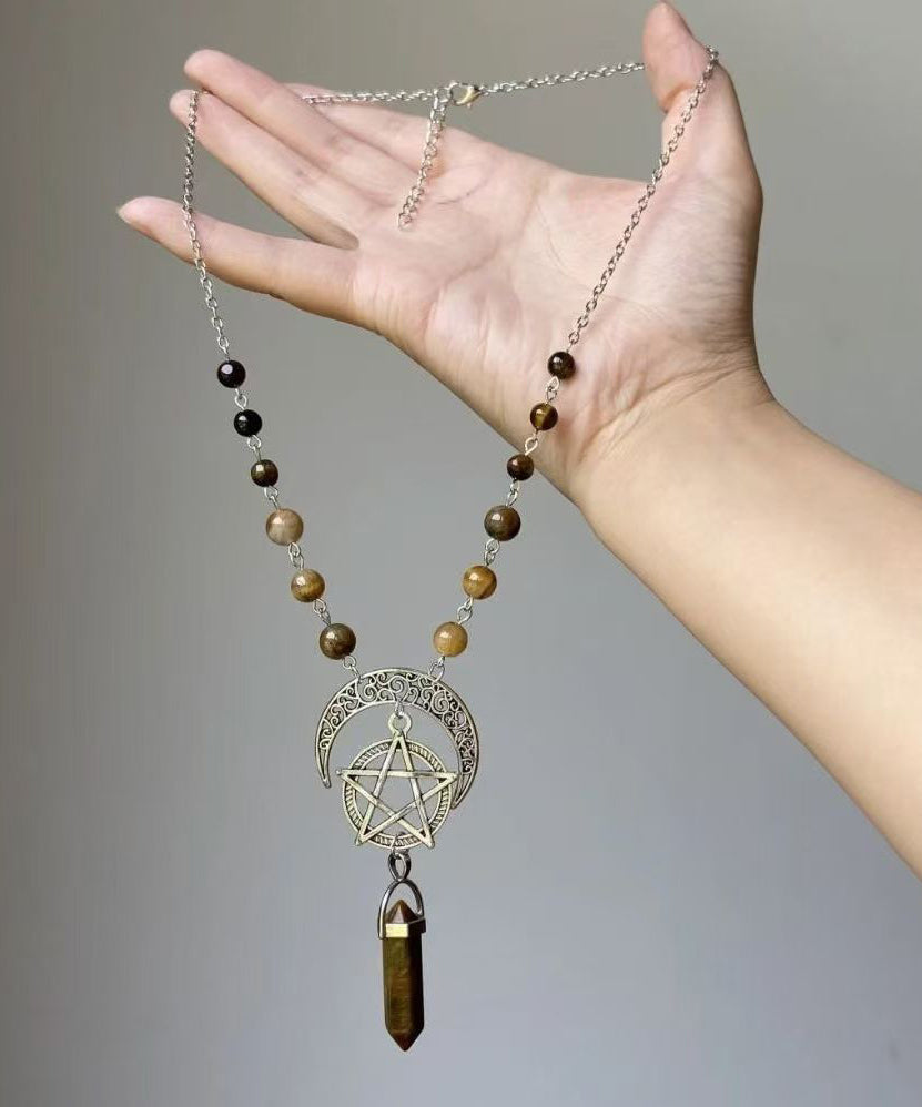Collier Lariat Vintage en Métal Étoile Lune Univers - Amawinc