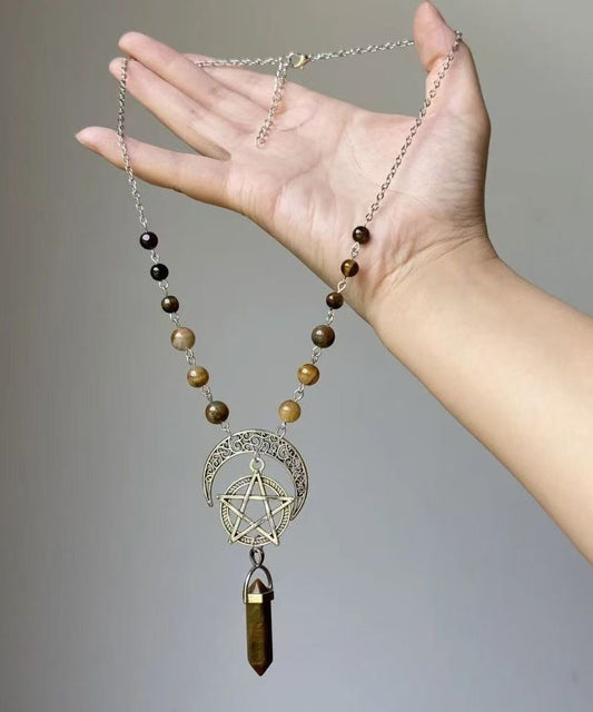 Collier Lariat Vintage en Métal Étoile Lune Univers - Amawinc