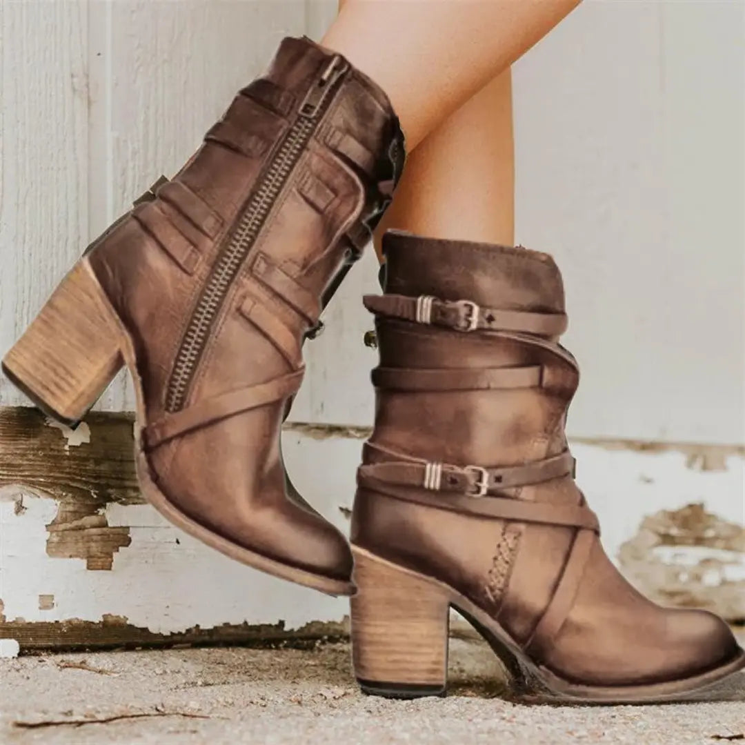 Bottes Mi-Mollet Vintage Pour Femme Chic Confortables Idéales Pour Jour Et Nuit Polyvalentes