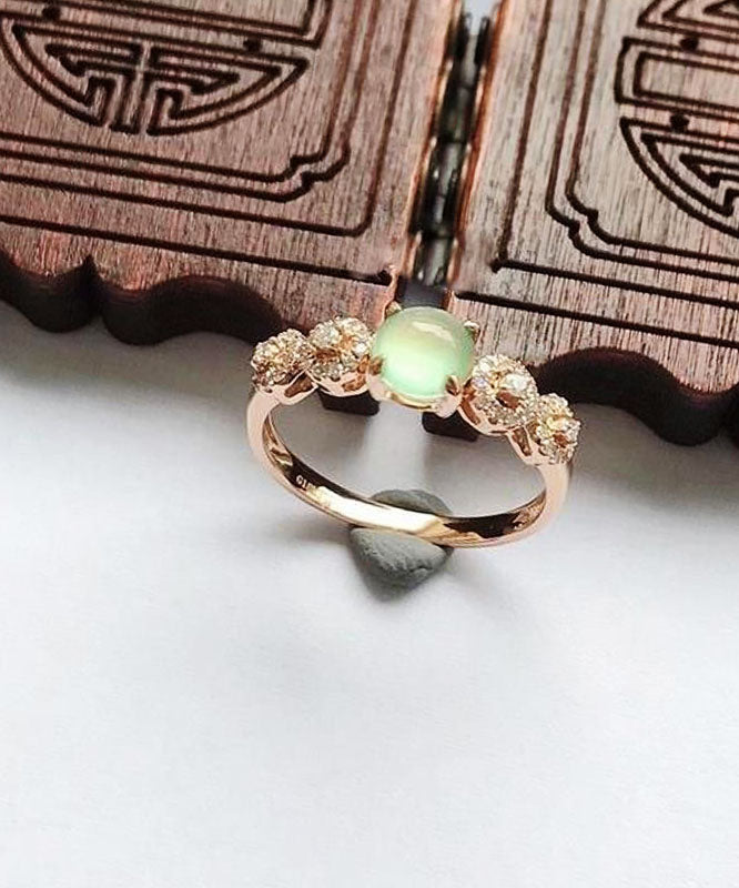 Bagues vintage en argent sterling et or rose avec zircon et jade - Amawinc