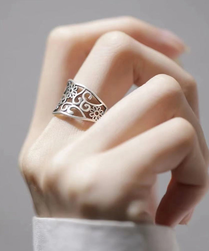 Bagues creuses en argent sterling et soie vintage - Amawinc