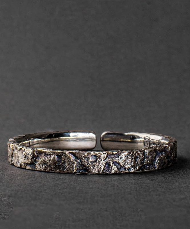 Manchette vintage en argent sterling pour homme, motif « A Massive Rock » - Amawinc