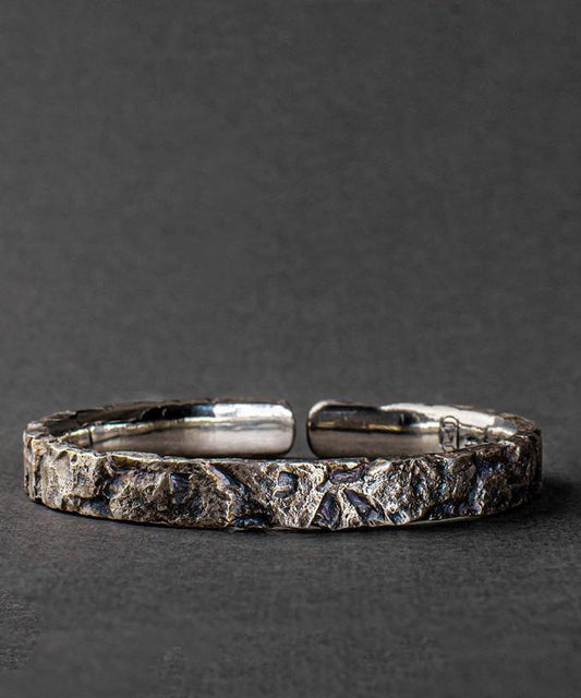 Manchette vintage en argent sterling pour homme, motif « A Massive Rock » - Amawinc