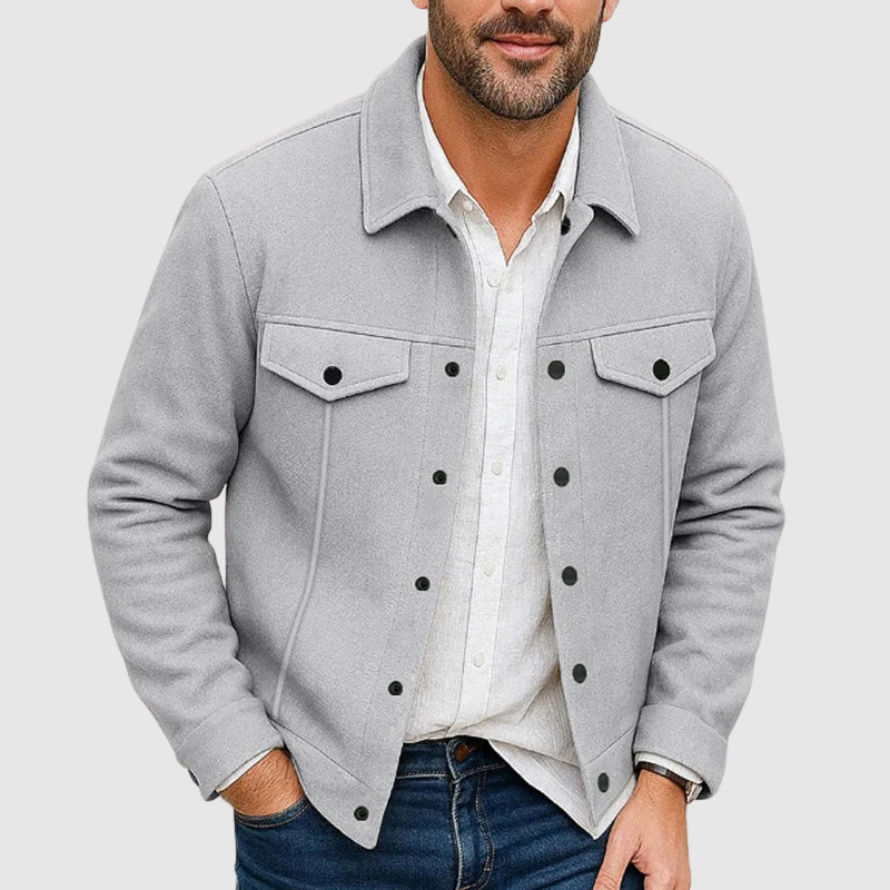 Veste Vintage Effet Suède Synthétique Boutonnage Col Revers Poches Fonctionnelles Polyvalentes