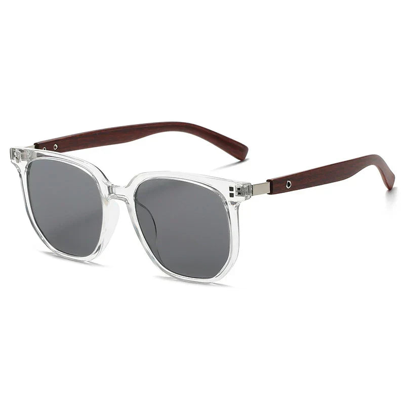 Lunettes de Soleil Vintage Oversize Motif Bois Grain Lentilles Léopard Été Intemporel