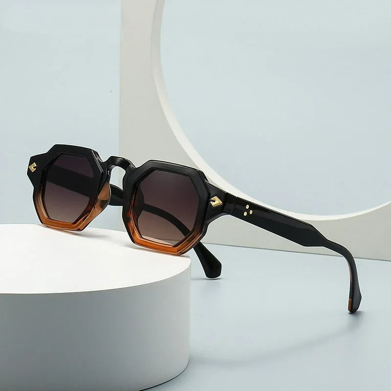 Virelli Octa Shades Lunettes De Soleil Forme Octogonale Audacieuse Avec Branches Dorées Élégantes Style Luxe Moderne