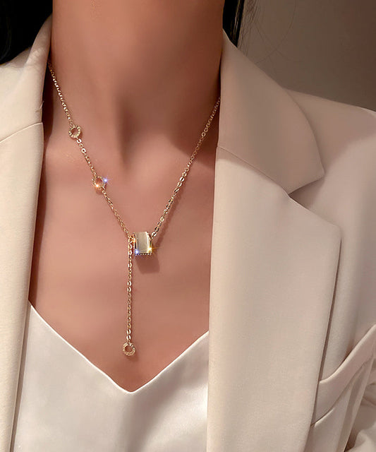 Collier avec pendentif œil de chat en alliage de cuivre doré et zircon Vogue - Amawinc