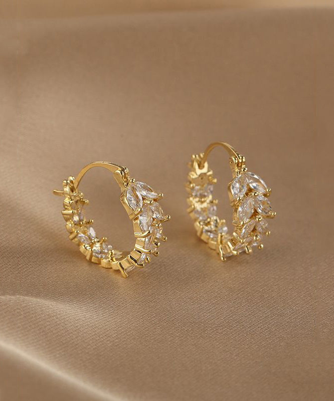 Boucles d'oreilles créoles en alliage de cuivre et zircon doré Vogue - Amawinc