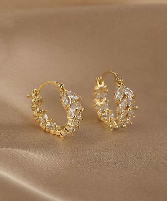 Boucles d'oreilles créoles en alliage de cuivre et zircon doré Vogue - Amawinc