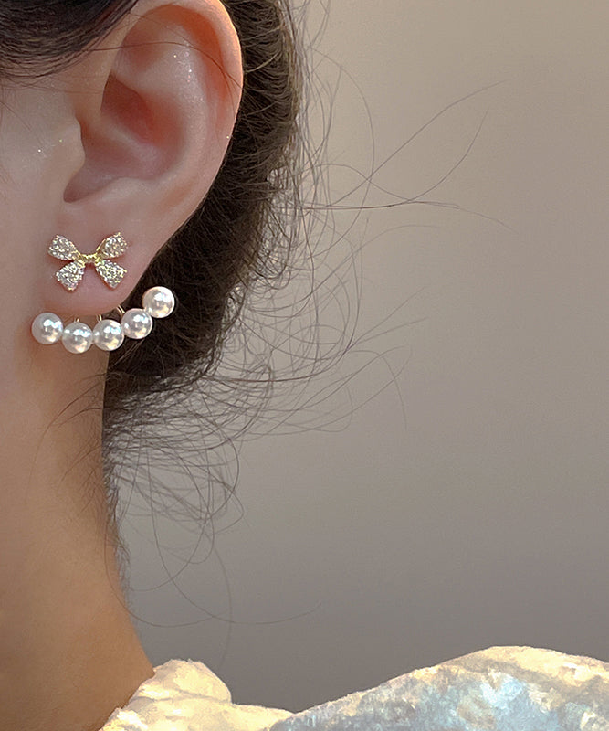 Boucles d'oreilles pendantes Vogue en or, cuivre et zircons avec perles - Amawinc