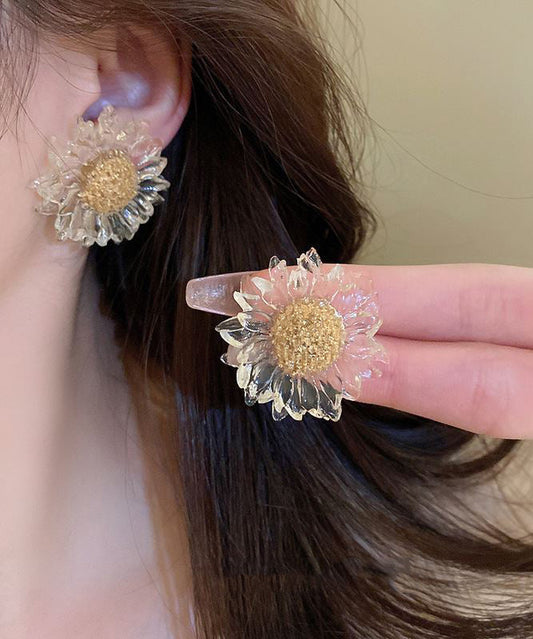 Boucles d'oreilles à tige en alliage acrylique motif tournesol Vogue Nude - Amawinc