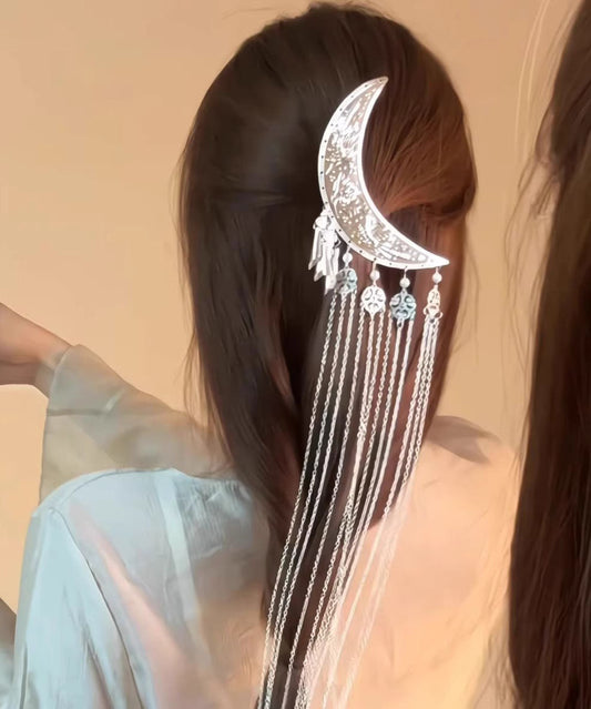 Épingle à cheveux Vogue en alliage de soie et en forme de croissant de lune avec pompon - Amawinc