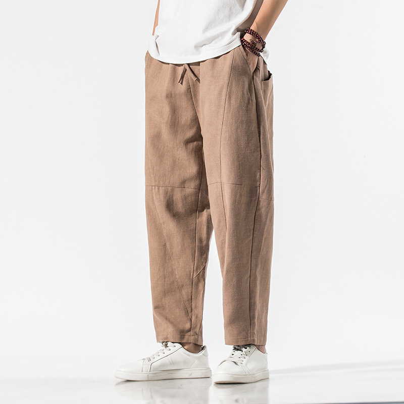 Pantalon Volare à Panneaux en Lin Léger, Coupe Décontractée et Ajustable pour Élégance Quotidienne