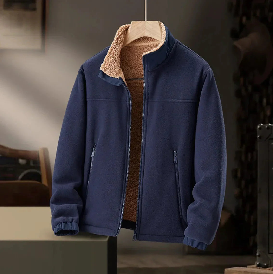 Waylynn Veste Polaire Doublée Sherpa Pour Homme Avec Col Montant Chaude Pour Temps Froid Et Confortable
