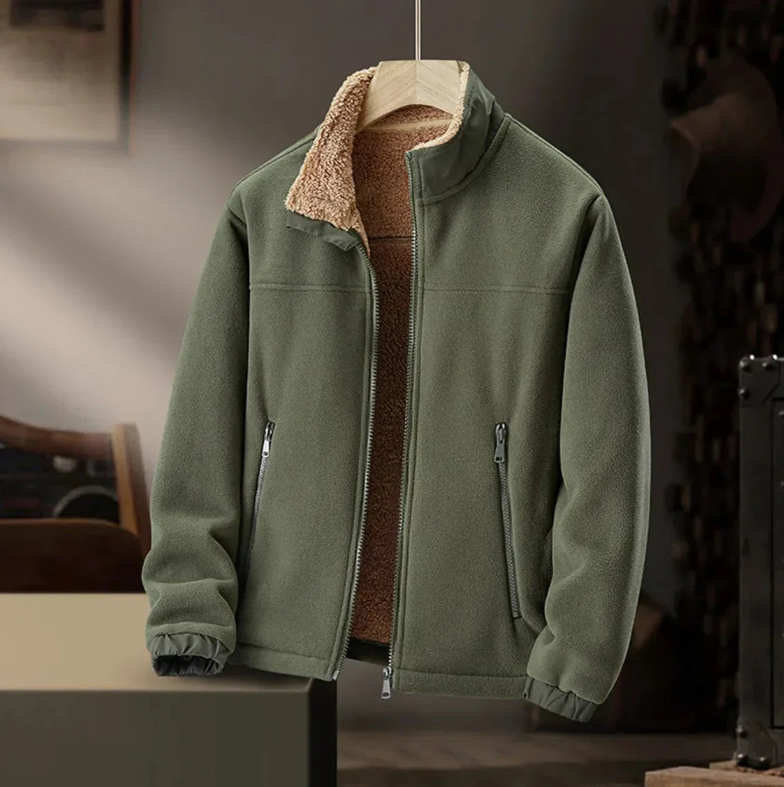 Waylynn Veste Polaire Doublée Sherpa Pour Homme Avec Col Montant Chaude Pour Temps Froid Et Confortable