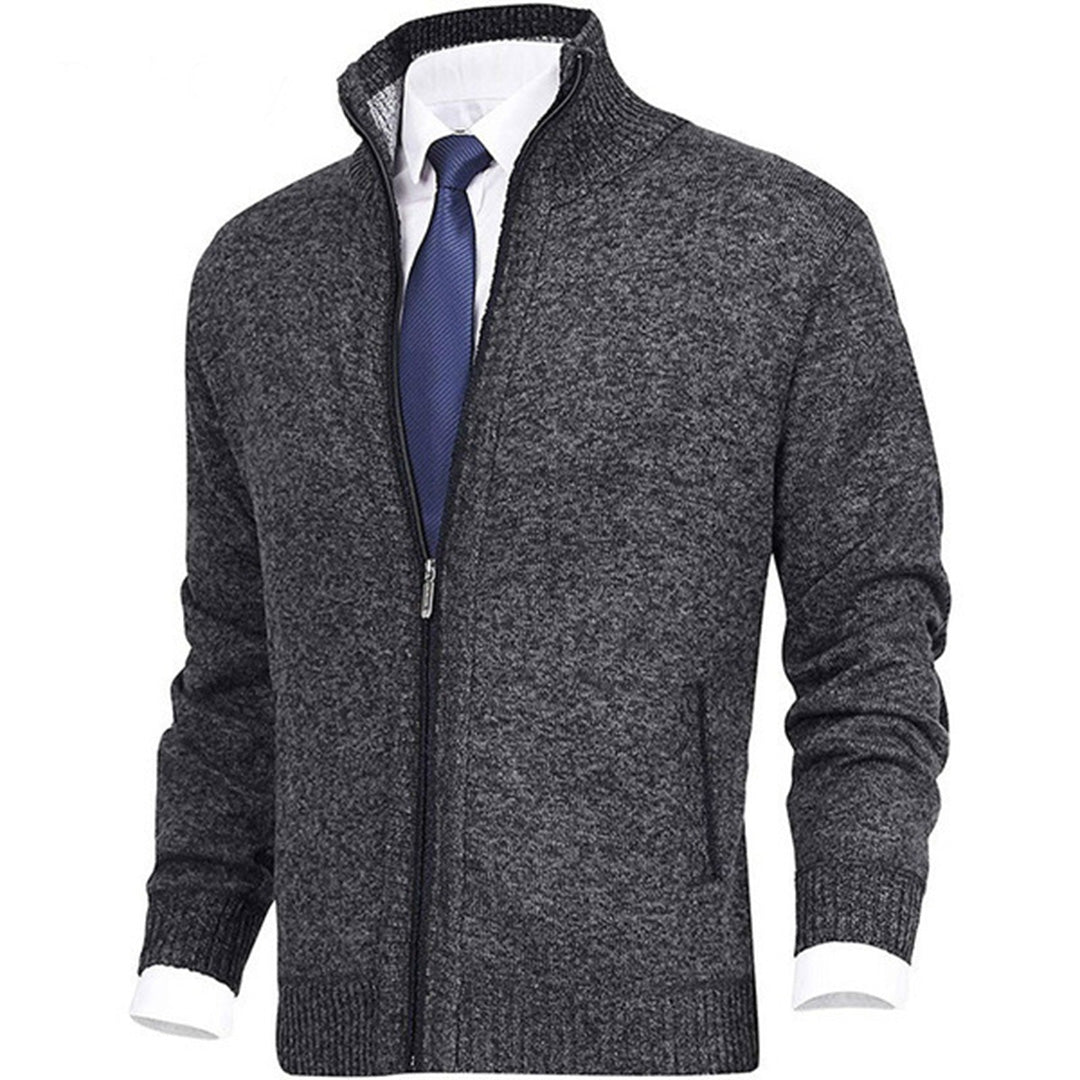 Gilet Tricot Zippé Jordan Pour Homme Beige Col Ras Du Cou Poignets Côtes En Maille Douce