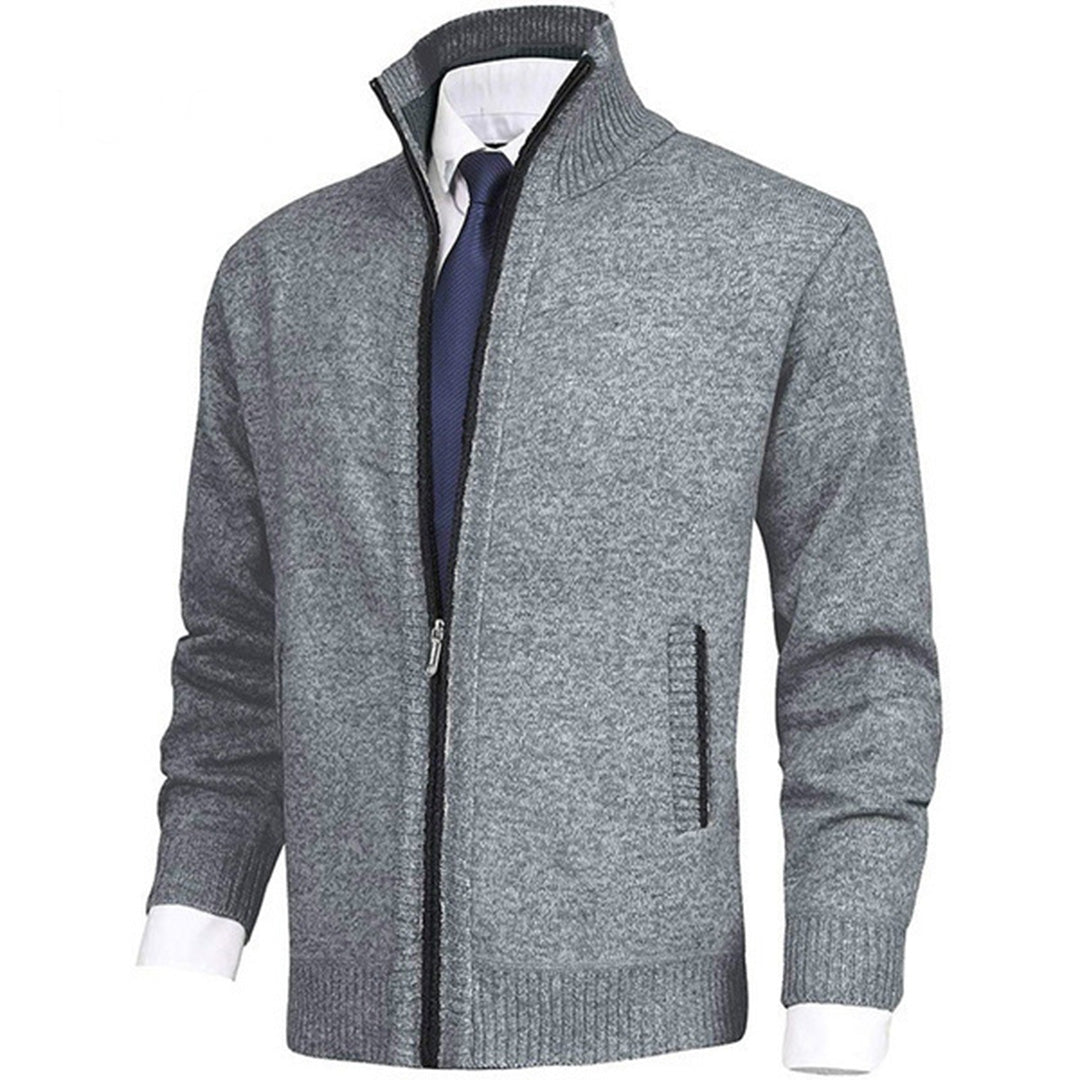 Gilet Tricot Zippé Jordan Pour Homme Beige Col Ras Du Cou Poignets Côtes En Maille Douce