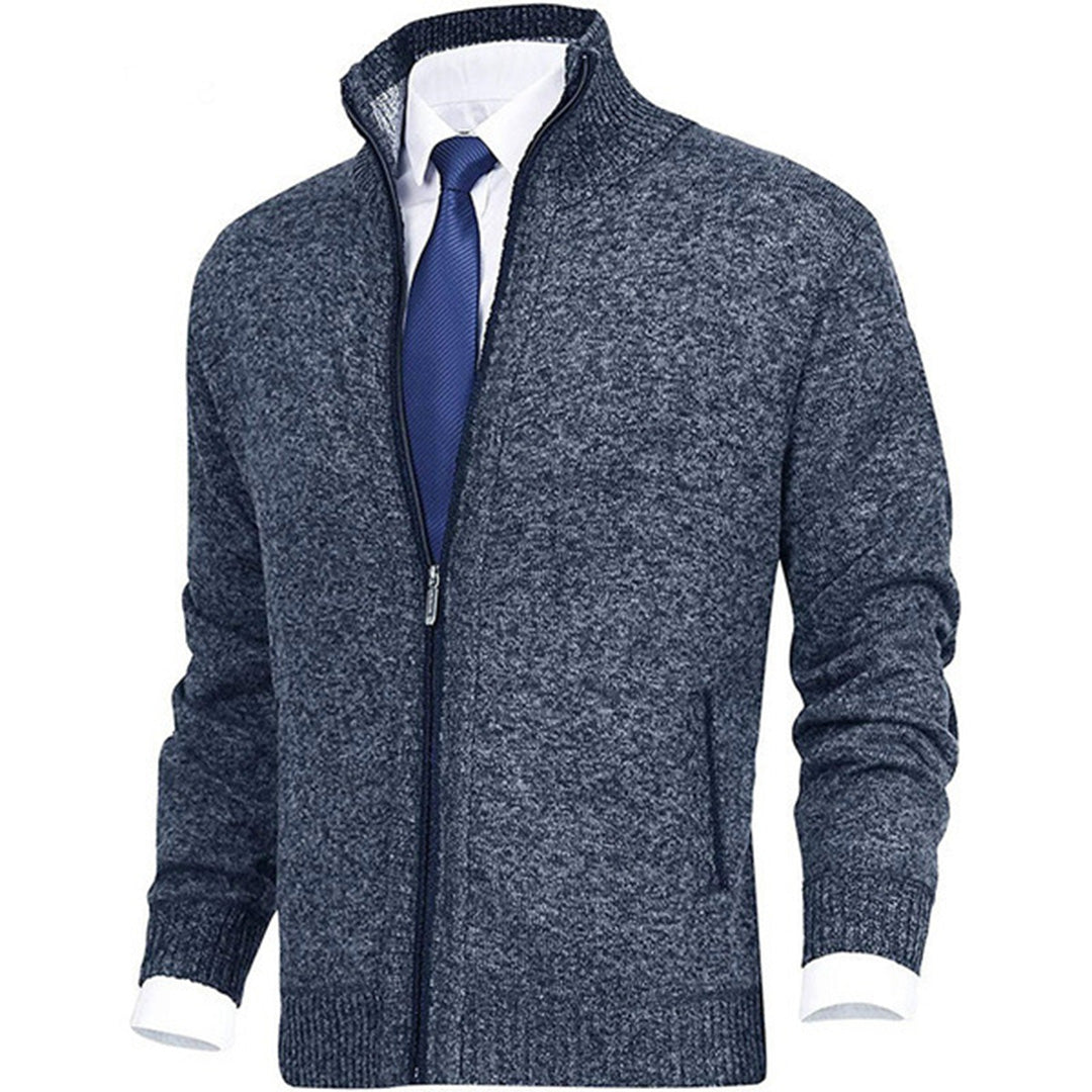 Gilet Tricot Zippé Jordan Pour Homme Beige Col Ras Du Cou Poignets Côtes En Maille Douce