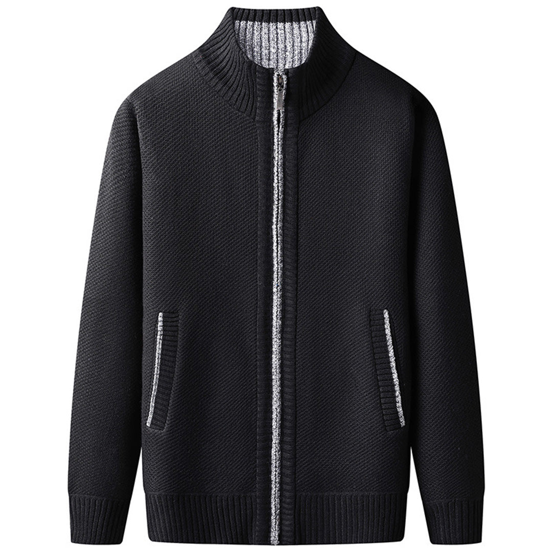 Gilet Tricot Zippé Jordan Pour Homme Beige Col Ras Du Cou Poignets Côtes En Maille Douce